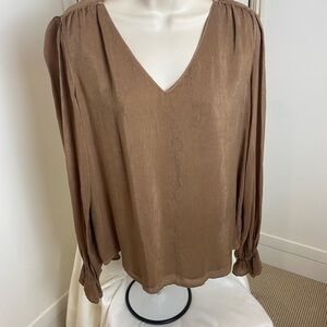 Maven West Brown V-Neck Blouse